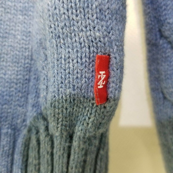 Izod Mens Blue Cable Knit 1/4 Zip Pullover Sweater M - Picture 6 of 11